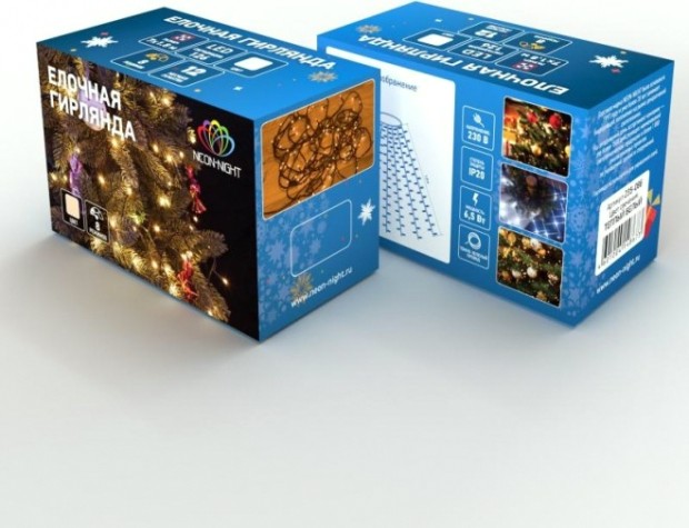 Гирлянда Neon-Night Елочная с кольцом 7 нитей по 1,8 м 126 LED теплый белый [235-086]