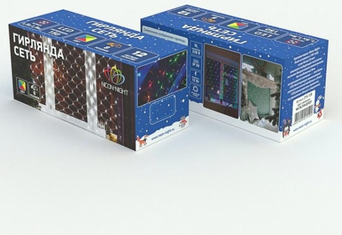 Гирлянда Neon-Night СЕТЬ 1,5х1,5м 150 LED мультиколор [215-129]