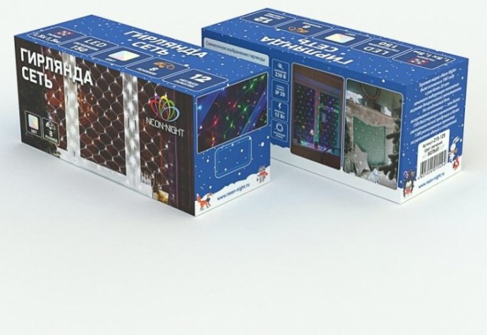 Гирлянда Neon-Night СЕТЬ 1х1,5м 96 LED МУЛЬТИ [215-119-6]