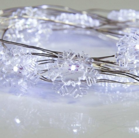 Гирлянда Neon-Night Снежинки 2м 20 LED белые (2*CR2032 в комплекте) [303-010]