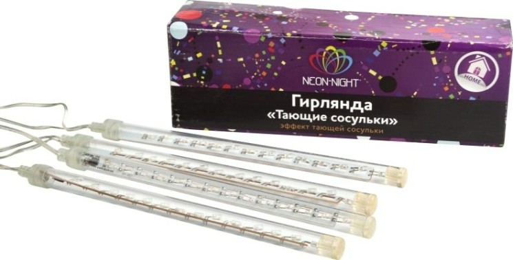 Гирлянда Neon-Night Тающие сосульки 4штх20см, шаг 50 см LED белые [256-317-6]