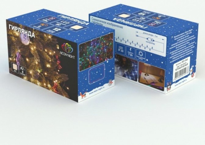 Гирлянда Neon-Night ТВИНКЛ 10м темно-зеленый ПВХ, 80 LED теплый белый [303-046]