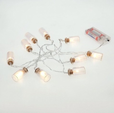 Гирлянда светодиодная Neon-Night Баночки 10 LED теплый белый, 1,5 метра, прозрачный пвх [303-096]