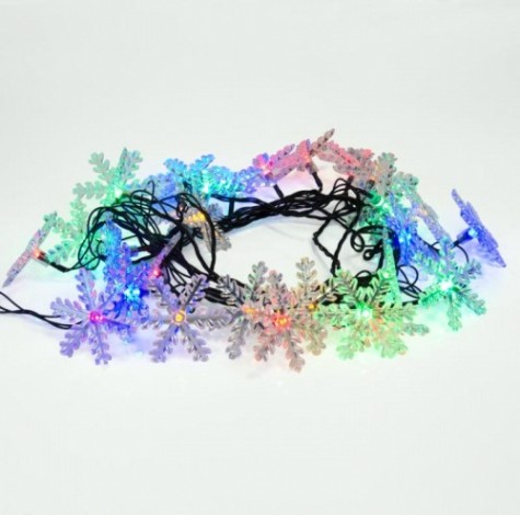 Гирлянда светодиодная Neon-Night Снежинки 30 LED мультиколор 4,4 м с контроллером [303-065]