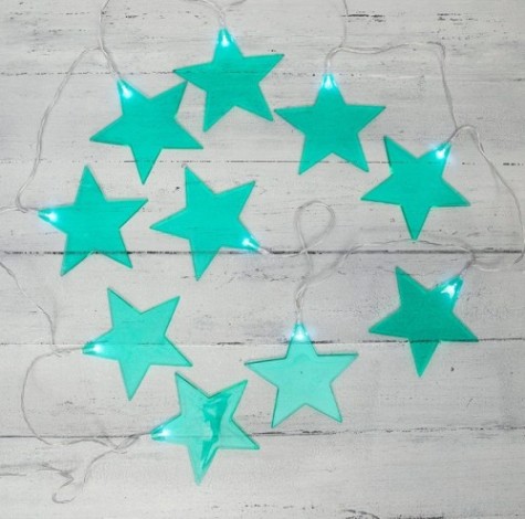 Гирлянда светодиодная Neon-Night Звездопад, бирюзовая 2,25 м прозрачный пвх, 10 LED, белый [304-004]