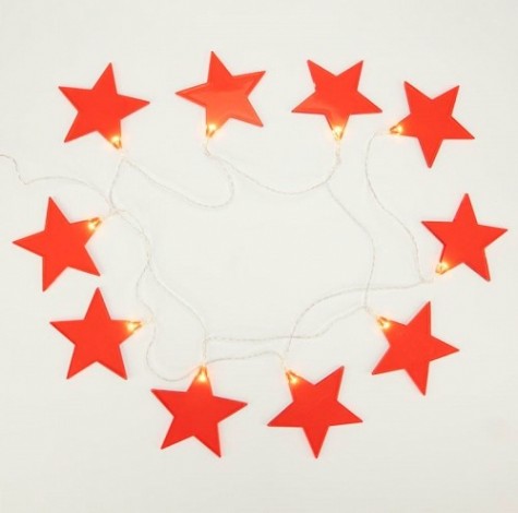 Гирлянда светодиодная Neon-Night Звездопад, красная 2,25 м прозрачный пвх, 10 LED, теплый белый [304-002]