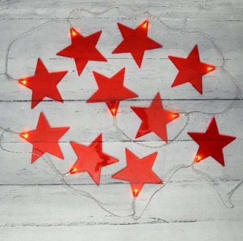 Гирлянда светодиодная Neon-Night Звездопад, красная 2,25 м прозрачный пвх, 10 LED, теплый белый [304-002]