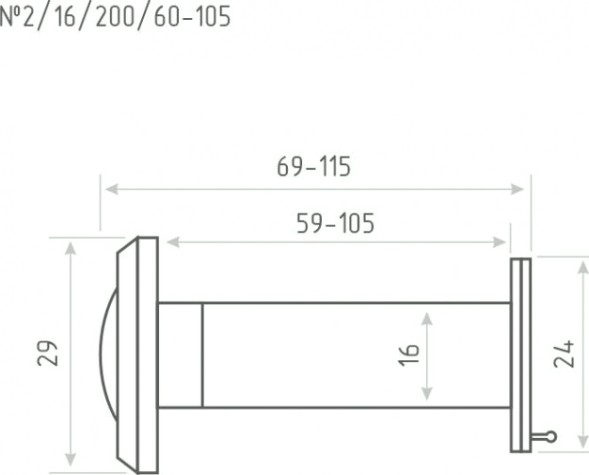 Глазок дверной НОРА-М №2/16/200/60-105 со шторкой "Хром" [16850]