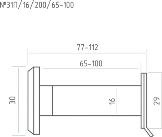 Глазок дверной НОРА-М №31П/16/200/65-100 со шторкой "Хром" [16737]
