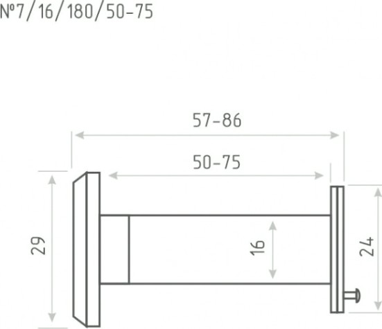 Глазок дверной НОРА-М №7Ц/16/180/50-75 со шторкой "Хром" [10775]