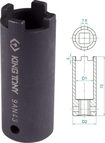 Головка для демонтажа клапана форсунок KING TONY 9AN43 MAN, MB, Scania 1/2"