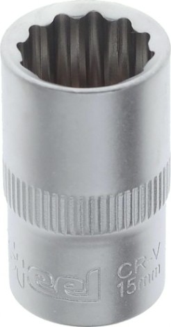 Головка двенадцатигранная с посадкой 1/2" AV Steel AV-521015 15 мм Головка двенадцатигранная с посадкой 1/2" AV Steel AV-521015 15 мм