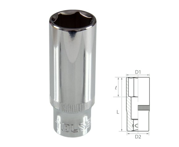 Головка шестигранная глубокая с посадкой 3/8" tolsen 19 мм TT16369 [TT16369]