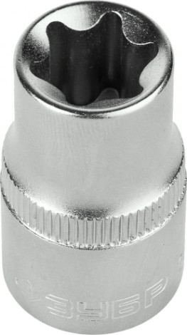 Головка шестигранная с посадкой 1/2" ЗУБР МАСТЕР E-TORX торцовая cr-v, хроматированное покрытие, e14 [27719-14]