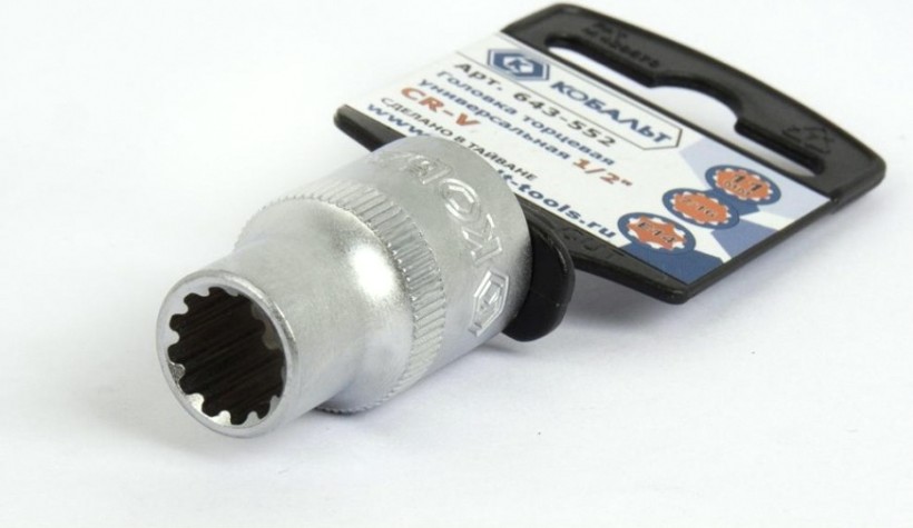 Головка SPLINE Кобальт 643-552 торцевая универсальная 1/2", 11 мм, cr-v
