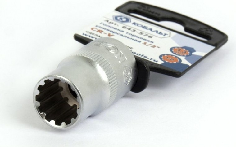 Головка SPLINE Кобальт 643-576 торцевая универсальная 1/2", 13 мм, cr-v
