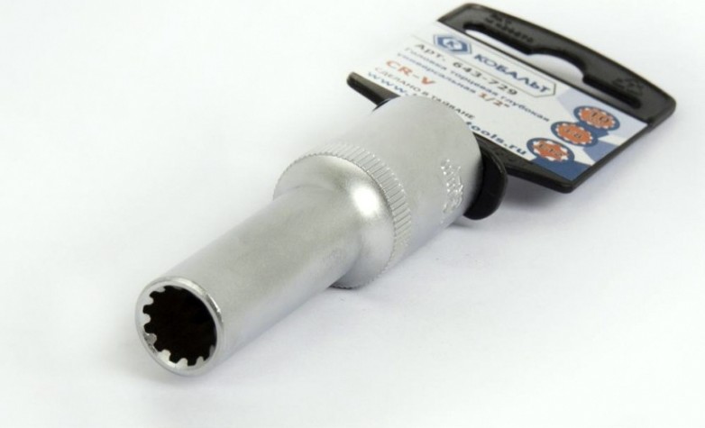 Головка SPLINE Кобальт 643-729 торцевая глубокая универсальная 1/2", 10 мм, cr-v