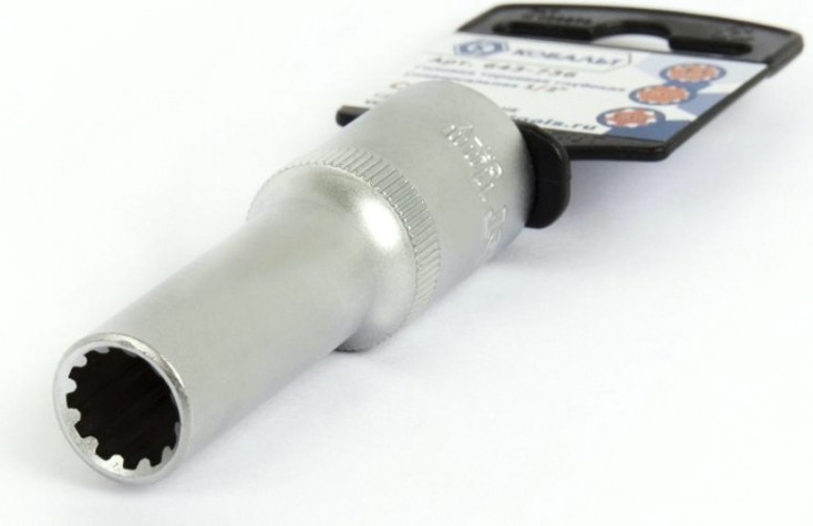 Головка SPLINE Кобальт 643-736 торцевая глубокая универсальная 1/2", 11 мм, cr-v