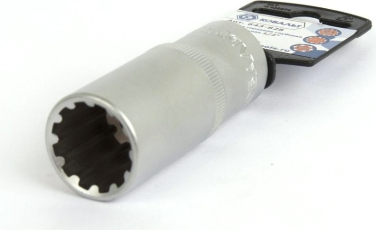 Головка SPLINE Кобальт 643-828 торцевая глубокая универсальная 1/2", 21 мм, cr-v