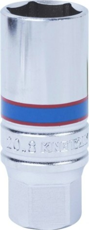 Головка свечная KING TONY 6-гранная 3/8", 21 мм, 70 мм, резиновый фиксатор [363521]
