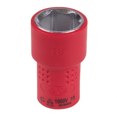 Головка торцевая диэлектрическая KING TONY 6-гранная 3/8", 18 мм [3335VE18M]