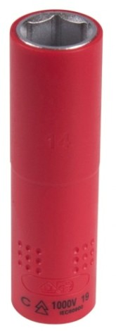 Головка торцевая глубокая диэлектрическая KING TONY 6-гранная 3/8", 14 мм [3235VE14M]