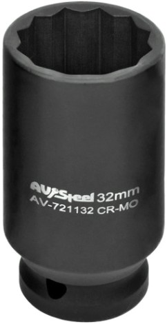 Головка торцевая ударная 12-ти гранная AV Steel AV-721132 1/2", удлиненная, 32 мм Головка торцевая ударная 12-ти гранная AV Steel AV-721132 1/2", удлиненная, 32 мм