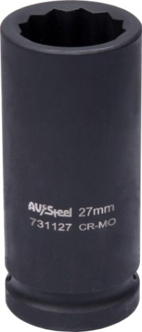 Головка ударная 12-ти гранная 3/4 AV Steel AV-731127 удлиненная 27мм Головка ударная 12-ти гранная 3/4 AV Steel AV-731127 удлиненная 27мм
