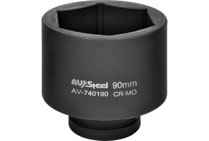 Головка ударная торцевая глубокая 6-ти гранная AV Steel AV-740190 1", 90 мм