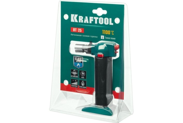 Горелка газовая KRAFTOOL BT-25 автономная, с пьезоподжигом [55507]