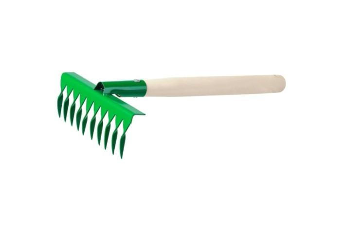Грабельки садовые РОСТОК 200x62x405 мм с деревянной ручкой, 10 витых зубцов [39614]