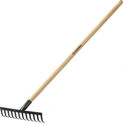 Грабли садовые GRINDA 310х80х1300 мм 12 прямых зубьев, с деревянным черенком [39583-12]