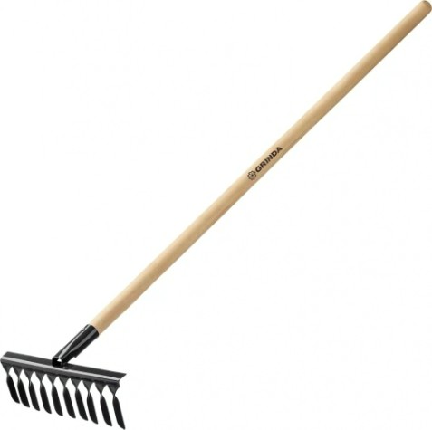 Грабли садовые GRINDA 384х95х1300 мм 12 витых зубьев, с деревянным черенком [39581-12]