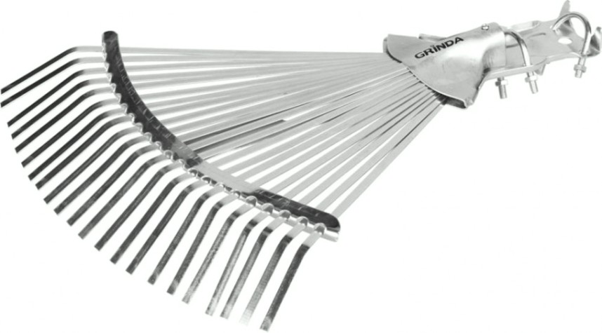Грабли веерные GRINDA 22 плоских зубца регулируемые усиленные [421873]