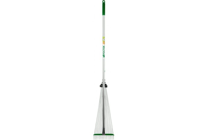 Грабли веерные РОСТОК РВ-15 с алюминиевым черенком, регулируемые, 1180 мм [39640]