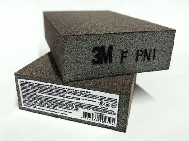 Губка четырехсторонняя 3M FIN жесткая, 96 мм х 66 мм х 25 мм, №63197 [7000032167]