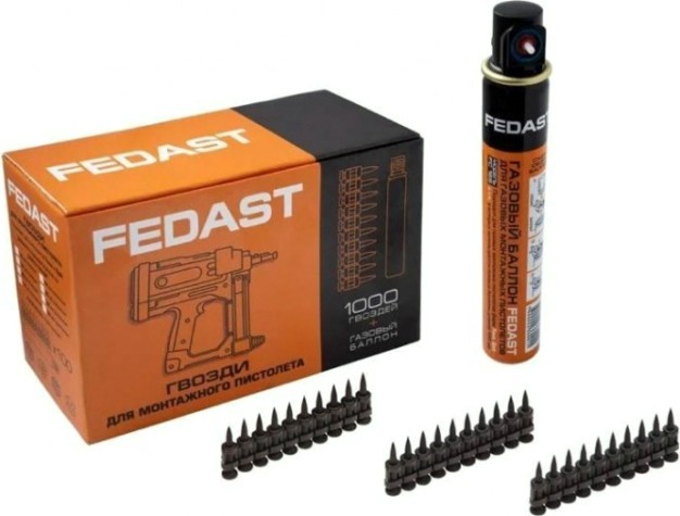 Гвоздь монтажный FEDAST 2.7 х 16 мм кованые (уп.1000 шт.+ баллон) с ребрами жесткости [FD2716RBPFC]