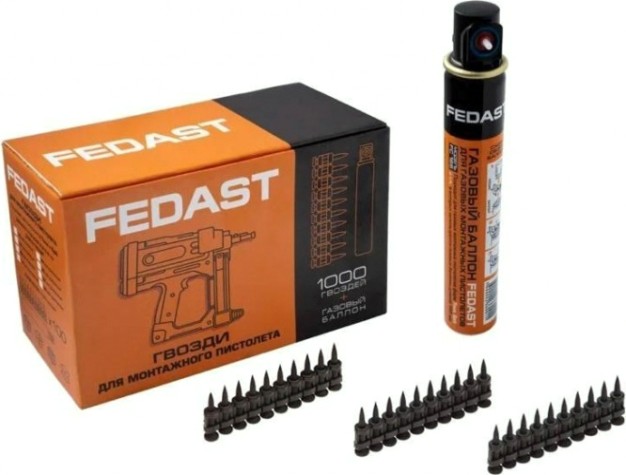 Гвоздь монтажный FEDAST 2.7 х 22 мм кованые (уп.1000 шт.+ баллон) с ребрами жесткости [FD2722RBPFC]