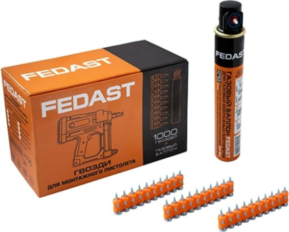 Гвоздь монтажный FEDAST 3.0 х 19 мм (уп.1000 шт.+ баллон) с кованым наконечником [fd3019mgbpfc]
