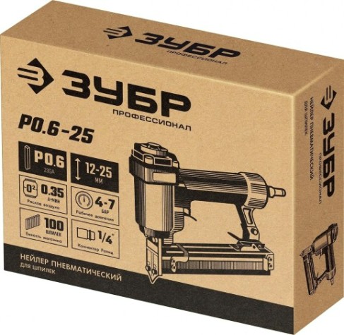 Гвоздезабивной пистолет пневматический ЗУБР 31936-ЗУ 12-25 мм [31936]
