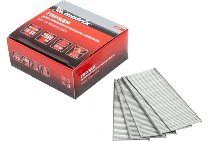 Гвозди для скобозабивателя MATRIX 57605 16ga для пневм.нейлера, сечение 1,6х1,4,длина 32мм