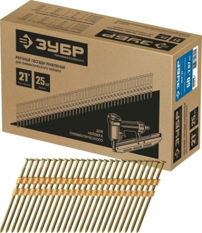 Гвозди ЗУБР рифленые РГР-21, 3500 шт., 50 мм, 21°, реечные [305392-50]
