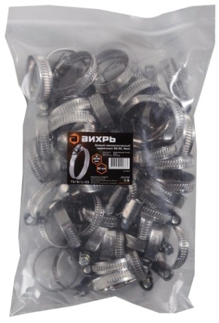 Хомут червячный ВИХРЬ 20 - 32 шириной 9 мм (уп.50 шт.) оцинкованный [73/9/1/23]