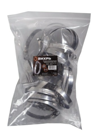 Хомут червячный ВИХРЬ 40 - 60 шириной 9 мм (уп.25 шт.) оцинкованный [73/9/1/25]