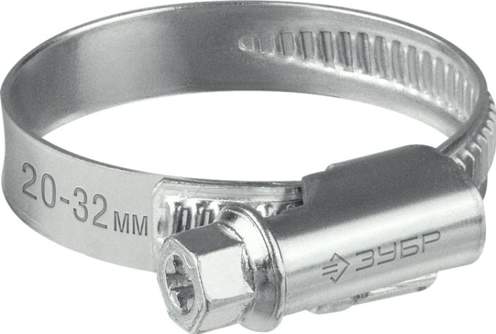 Хомут червячный ЗУБР X-9H 20-32 мм ширина 9 мм, цинк, 50 шт [37807-32]