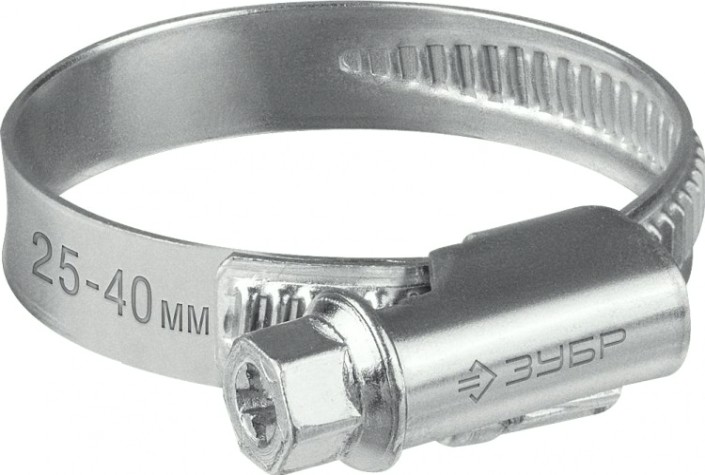 Хомут червячный ЗУБР X-9H 25-40 мм ширина 9 мм, цинк, 50 шт [37807-40]