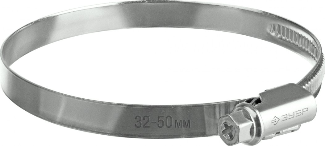 Хомут червячный ЗУБР X-9H 32-50 мм ширина 9 мм, цинк, 50 шт [37807-50]