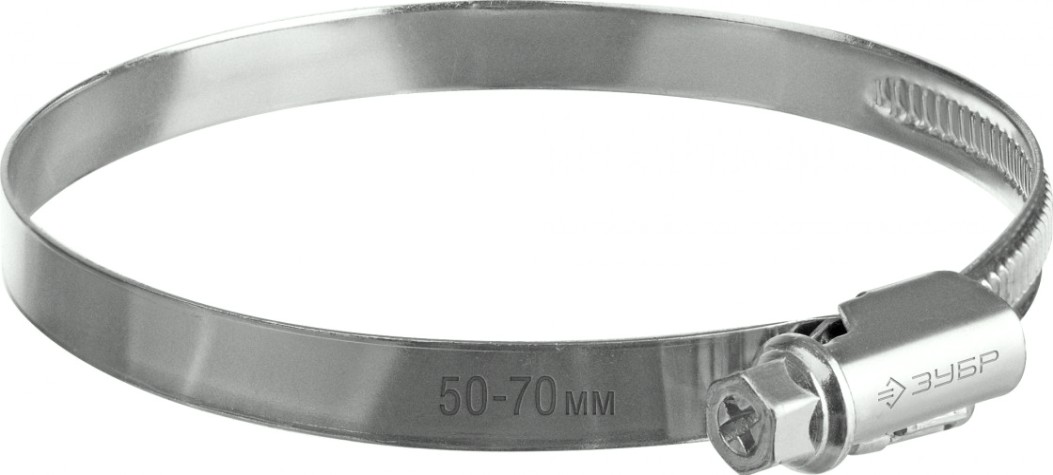 Хомут червячный ЗУБР X-9H 50-70 мм ширина 9 мм, цинк, 50 шт [37807-70]
