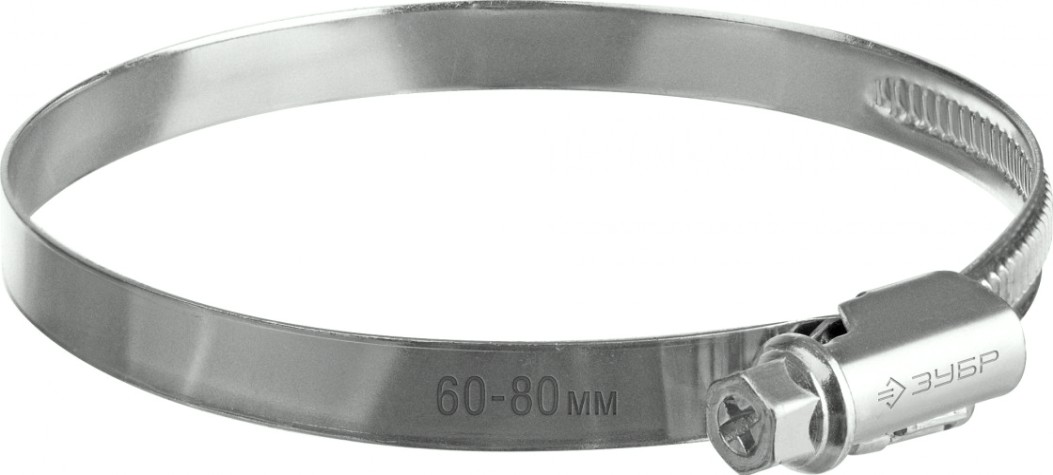 Хомут червячный ЗУБР X-9H 60-80 мм ширина 9 мм, цинк, 50 шт [37807-80]