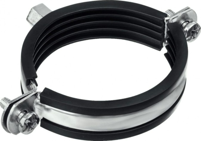 Хомут для монтажа труб двухболтовый ЗУБР 37880-75-80 2 1/2" с гайкой м8/м10, 10шт, оцинкованный